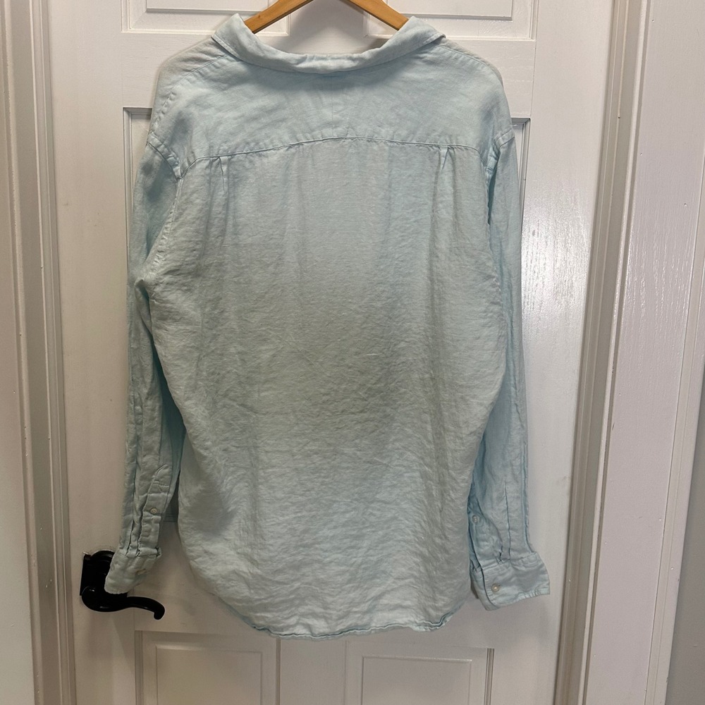 Charles Tyrwhitt Men XL Light Blue 100% Linen Long Sleeve Button Down Shirt XL - Picture 2 of 8